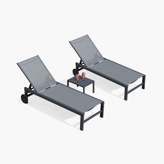 PURPLE LEAF Outdoor Chaise Lounge with Wheels Patio Lounge Chair Recliner