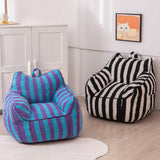MAXYOYO Kids Bean Bag Chair, Sherpa Bean Bag Couch with Decorative Edges for children's room (Stripe Black)