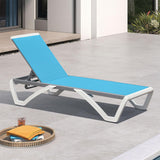 PURPLE LEAF Patio Chaise Lounge Chair Outdoor Plastic Textilene Sun Bathing Recliner Tanning Pool Lounger with 6 Adjustable Position for Outside Beach in-Pool Lawn Poolside