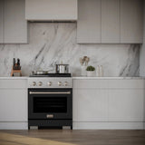 ZLINE 30" Gas Range, Convection Gas Oven, Stainless Steel,Matte Black SGR-BLM-30