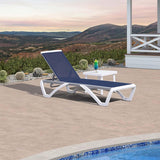 PURPLE LEAF Patio Chaise Lounge Chair Outdoor Plastic Textilene Sun Bathing Recliner Tanning Pool Lounger with 6 Adjustable Position for Outside Beach in-Pool Lawn Poolside