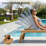 PURPLE LEAF Pool Oversized Lounge Chairs Rattan Aluminium Patio Chaise Lounge Outdoor Adjustable Recliner Finish Loungers Woven PE Sun Chairs for Poolside Deck Beach