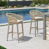 PURPLE LEAF Outdoor Bar Stools Counter Stools Rattan Bar Stools Chair with Backrest for Indoor or Outdoor, Kitchen lsland