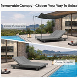 PURPLE LEAF Outdoor Daybed for Patio, Poolside Chaise Lounge Bed with Cushion, Olefin Blend Fabric, Aluminum Frame Sunbed with Side Table for Deck and Backyard