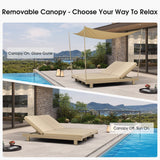 PURPLE LEAF Outdoor Daybed for Patio, Poolside Chaise Lounge Bed with Cushion, Olefin Blend Fabric, Aluminum Frame Sunbed with Side Table for Deck and Backyard