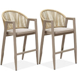 PURPLE LEAF Outdoor Bar Stools Set of 2 – Counter Stools Bar Stools with Aluminum Frame & Backrest for Patio, Kitchen Island & Bistro Stools