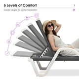 PURPLE LEAF Patio Chaise Lounge Plastic Pool Outdoor Lounge Chair with Aluminum Frame Stackable Patio Tanning Chairs for Poolside Sunbathing Beach Deck Yard