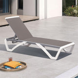 PURPLE LEAF Patio Chaise Lounge Chair Outdoor Plastic Textilene Sun Bathing Recliner Tanning Pool Lounger with 6 Adjustable Position for Outside Beach in-Pool Lawn Poolside