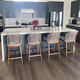 PURPLE LEAF Outdoor Bar Stools Wicker Rattan Bar Stools with Back Aluminum Outside Garden Patio Bar Chairs