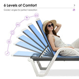 PURPLE LEAF Patio Chaise Lounge Plastic Pool Outdoor Lounge Chair with Aluminum Frame Stackable Patio Tanning Chairs for Poolside Sunbathing Beach Deck Yard