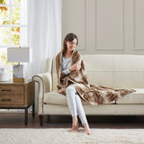 Oversized 60x70" Faux Fur Throw Blanket, Light Brown