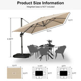 PURPLE LEAF Patio Outdoor Large Umbrella Square and Rectangular Cantilever Yard Sun Umbrellas
