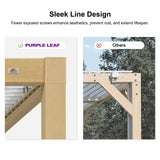 PURPLE LEAF Caesar Louvered Pergola Outdoor Wood Grain Aluminum Pergola with Adjustable Roof Patio Hardtop Gazebo for Backyard Garden