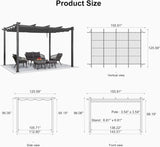 PURPLE LEAF Outdoor Pergola with Retractable Canopy Aluminum Shelter for Beach Porch Garden Shade Pavilion Pergola with Curtains