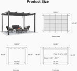 PURPLE LEAF Outdoor Pergola with Retractable Canopy Aluminum Shelter for Porch Garden Beach Shade Pavilion Pergola Modern Backyard Deck