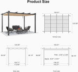 PURPLE LEAF Outdoor Pergola with Retractable Canopy Aluminum Shelter for Porch Garden Beach Shade Pavilion Pergola Modern Backyard Deck