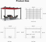 PURPLE LEAF Outdoor Pergola with Retractable Canopy Aluminum Shelter for Porch Garden Beach Shade Pavilion Pergola Modern Backyard Deck