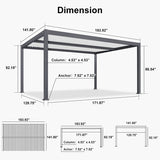 PURPLE LEAF Caesar Outdoor Louvered Pergola Patio Sun Shade Shelter with Adjustable Hardtop Patio Pergola Gray Frame White Roof