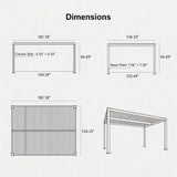 PURPLE LEAF Athena Louvered Pergola Modern Grey Pergola with White Roof for Deck Backyard Garden