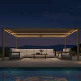 PURPLE LEAF Caesar Solar Louvered Pergola with LED Strip Lights and Control Panel Aluminum Outdoor Pergola with Adjustable Roof for Patio Deck Garden Yard Champagne