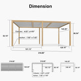 PURPLE LEAF Caesar Louvered Pergola Outdoor Wood Grain Aluminum Pergola with Adjustable Roof Patio Hardtop Gazebo for Backyard Garden