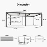 PURPLE LEAF Caesar Outdoor Louvered Pergola Patio Sun Shade Shelter with Adjustable Hardtop Patio Pergola Gray Frame White Roof