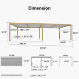 PURPLE LEAF Caesar Louvered Pergola Outdoor Wood Grain Aluminum Pergola with Adjustable Roof Patio Hardtop Gazebo for Backyard Garden