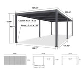 PURPLE LEAF Caesar Outdoor Louvered Pergola Patio Sun Shade Shelter with Adjustable Hardtop Patio Pergola Gray Frame White Roof