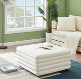 Lorenzo Contemporary Ottoman: Luxurious Velvet, Deep Channel Tufting, Versatile Coffee Table Design