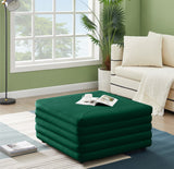 Lorenzo Contemporary Ottoman: Luxurious Velvet, Deep Channel Tufting, Versatile Coffee Table Design
