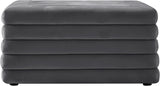 Lorenzo Contemporary Ottoman: Luxurious Velvet, Deep Channel Tufting, Versatile Coffee Table Design