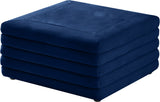 Lorenzo Contemporary Ottoman: Luxurious Velvet, Deep Channel Tufting, Versatile Coffee Table Design