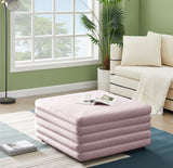 Lorenzo Contemporary Ottoman: Luxurious Velvet, Deep Channel Tufting, Versatile Coffee Table Design