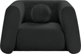 Abbington Contemporary Boucle Fabric Chair with Ball Pillow – Elevate Your Living Space Style!