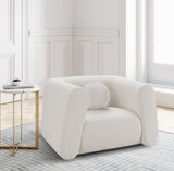 Abbington Contemporary Boucle Fabric Chair with Ball Pillow – Elevate Your Living Space Style!