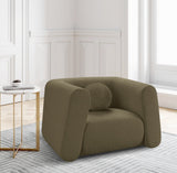 Abbington Contemporary Boucle Fabric Chair with Ball Pillow – Elevate Your Living Space Style!