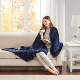 Heated 60x70" Microlight Berber Electric Throw Blanket, Navy
