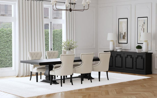 Florence 7-Piece 126-Inch Extension Dining Table Set Distressed Black