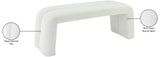 Arc Boucle Fabric Contemporary Bench - Elegant Cream Seating with Deep Tufting for Any Room Decor