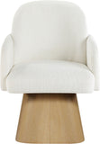 Marlowe - Linen Textured Fabric Upholstered Swivel Dining Arm Chair - Stained Natural
