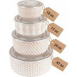 Kook Ceramic Nesting Bowls with Lids, Set of 4