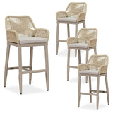PURPLE LEAF Modern Bar Stools Aluminum Bar Stool with Cushion for Indoor and Outdoor, Kitchen Island