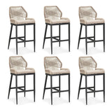 PURPLE LEAF Outdoor Bar Stool Set of 6, Wicker Chairs Bar Chairs with Cushion, All-Weather Patio Furniture kitchen stools