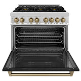 ZLINE 36" Autograph Dual Fuel Range, Black, Bronze, RAZ-BLM-36-CB