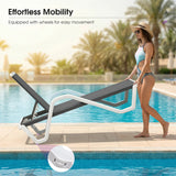 PURPLE LEAF Patio Chaise Lounge Plastic Pool Outdoor Lounge Chair with Aluminum Frame Stackable Patio Tanning Chairs for Poolside Sunbathing Beach Deck Yard