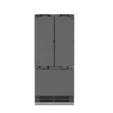 ZLINE 36" Panel Ready Built-In Bottom Freezer Refrigerator,Water Dispenser, Ice Maker,Graphite Gray, Gold GRBIVZ-36-G