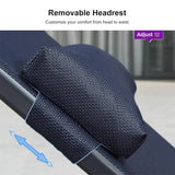 PURPLE LEAF Outdoor Lounge Chair Patio Chaise Pool Lounger Aluminum Frame with Side Table and Wheels for Outside Sunbathing Tanning Recliner Including Pillows