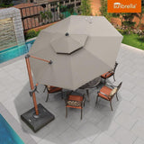 PURPLE LEAF Double Top 11 ft Round Outdoor Patio Umbrella with High Quality Sunbrella Fabric