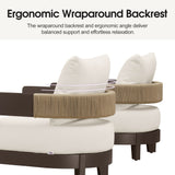 PURPLE LEAF Tuscany U-Shaped Patio Conversation Set with Removable Cushions and Pillows Bronze Aluminum Frame Outdoor Couch Sets for Porch Yard Garden