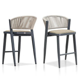 PURPLE LEAF Counter Height Bar Stool Set of 2 Outdoor Stool Chair with Footrest Patio Bar Height Stools Rattan Barstools for Outdoor or Indoor
